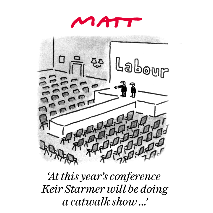 MattCartoonist's tweet photo. 'At this year's conference Keir Starmer will be doing a catwalk show'

My latest cartoon for tomorrow's @Telegraph

Buy a print of my cartoons at https://t.co/ILFJjPmckx

Original artwork from https://t.co/bVPAkgE34y https://t.co/TYZaANpOd4