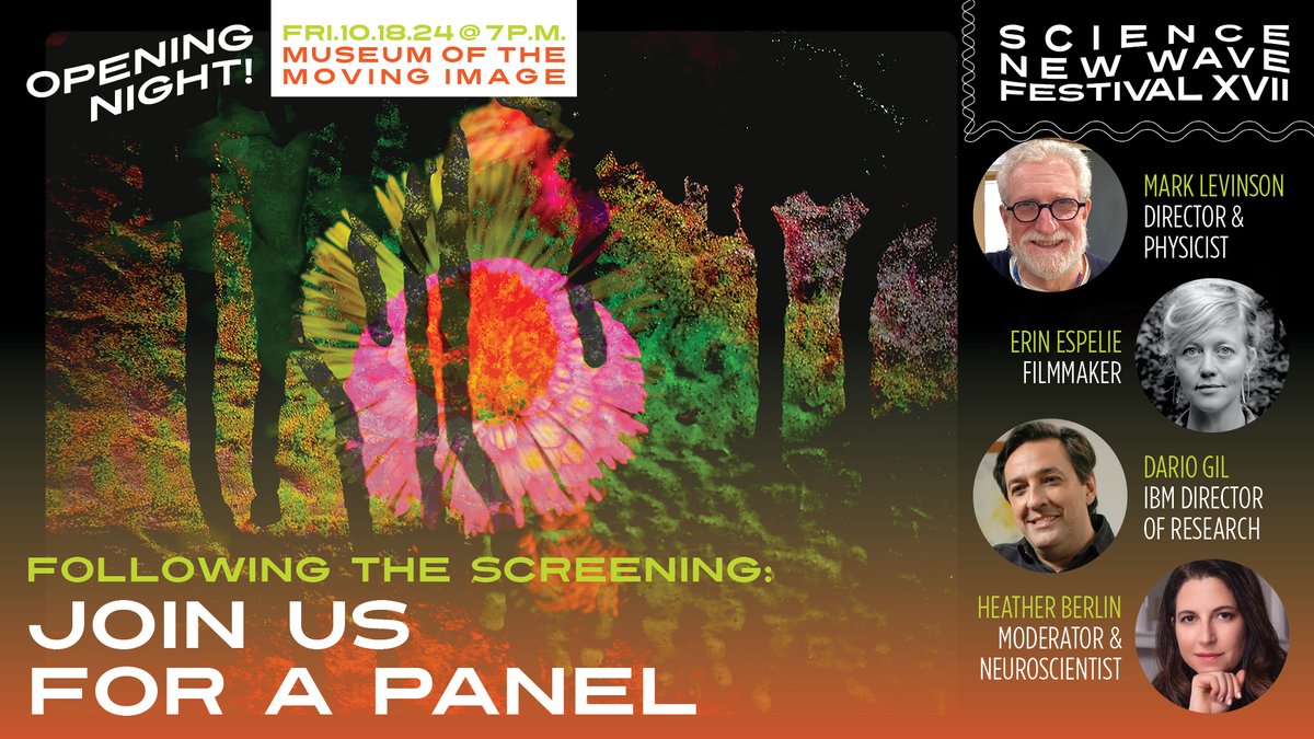 sciencenewwave's tweet photo. The Universe in a Grain of Sand - Science New Wave Festival XVII - Art/Science Panel @MovingImageNYC following the film. feat. filmmaker/physicist Mark Levinson, Erin Espelie @nestcuboulder & Dario Gil @IBM moderated by @heatherberlin Co-Presented @labocine #ScienceNewWave https://t.co/1UazjYx7bu