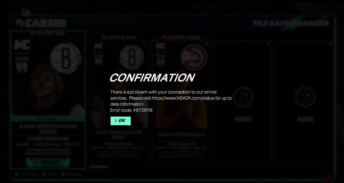 After the Pro-Am match, he immediately gave an error code and kicked me out of the game, then I closed and opened the game again. I can't enter my career, it gives an error code, why can't I enter my main character when I can enter my other character, how can this be fixed ?