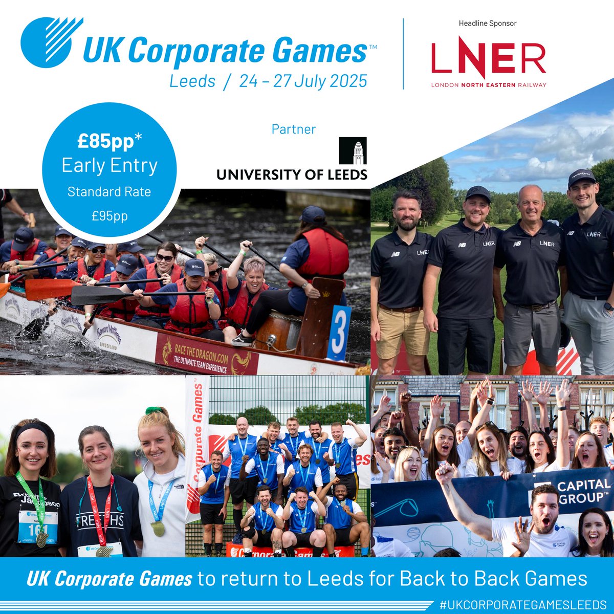 UK Corporate Games (@corpgamesuk) on Twitter photo Exciting news!
The UK Corporate Games returns to Leeds for 2025, sponsored by <a href="/LNER/">London North Eastern Railway</a>
๐๏ธ 24-27 July 2025
For the FIRST time ever, the Games will be hosted in the same city for two consecutive years!๐
Read more: corporategamesuk.com/2024/09/17/uk-โฆ
#leeds #event #ukcorporategames Exciting news!
The UK Corporate Games returns to Leeds for 2025, sponsored by <a href="/LNER/">London North Eastern Railway</a>
๐๏ธ 24-27 July 2025
For the FIRST time ever, the Games will be hosted in the same city for two consecutive years!๐
Read more: corporategamesuk.com/2024/09/17/uk-โฆ
#leeds #event #ukcorporategames