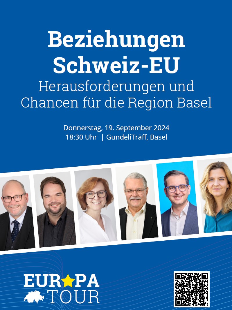 Was denken die #Basler Parteien über die Beziehungen von <a href="/BaselStadt/">Kanton Basel-Stadt</a> mit #Europa? 

Frage die Kandidierenden selbst diesen Donnerstag! 
📍Gundelidräff, 19.9. ab 18:30 Uhr 
🥂🥨 Apéro ab 19:30 Uhr