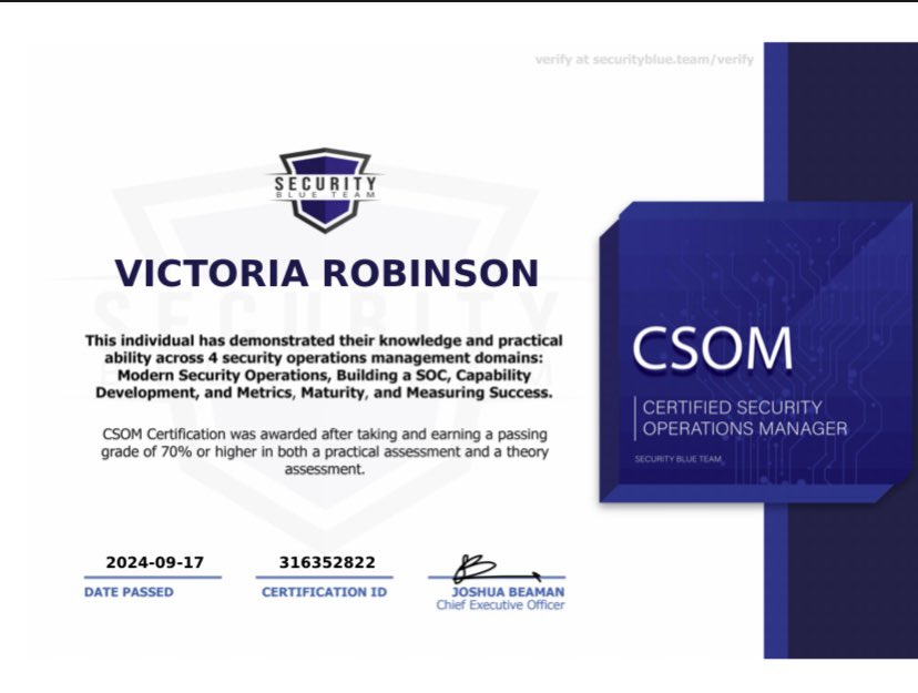 Tech_Toria's tweet image. Victoria Robinson, Certified Security Operations Manager(CSOM)

Thank you Jesus! 🫶🏽