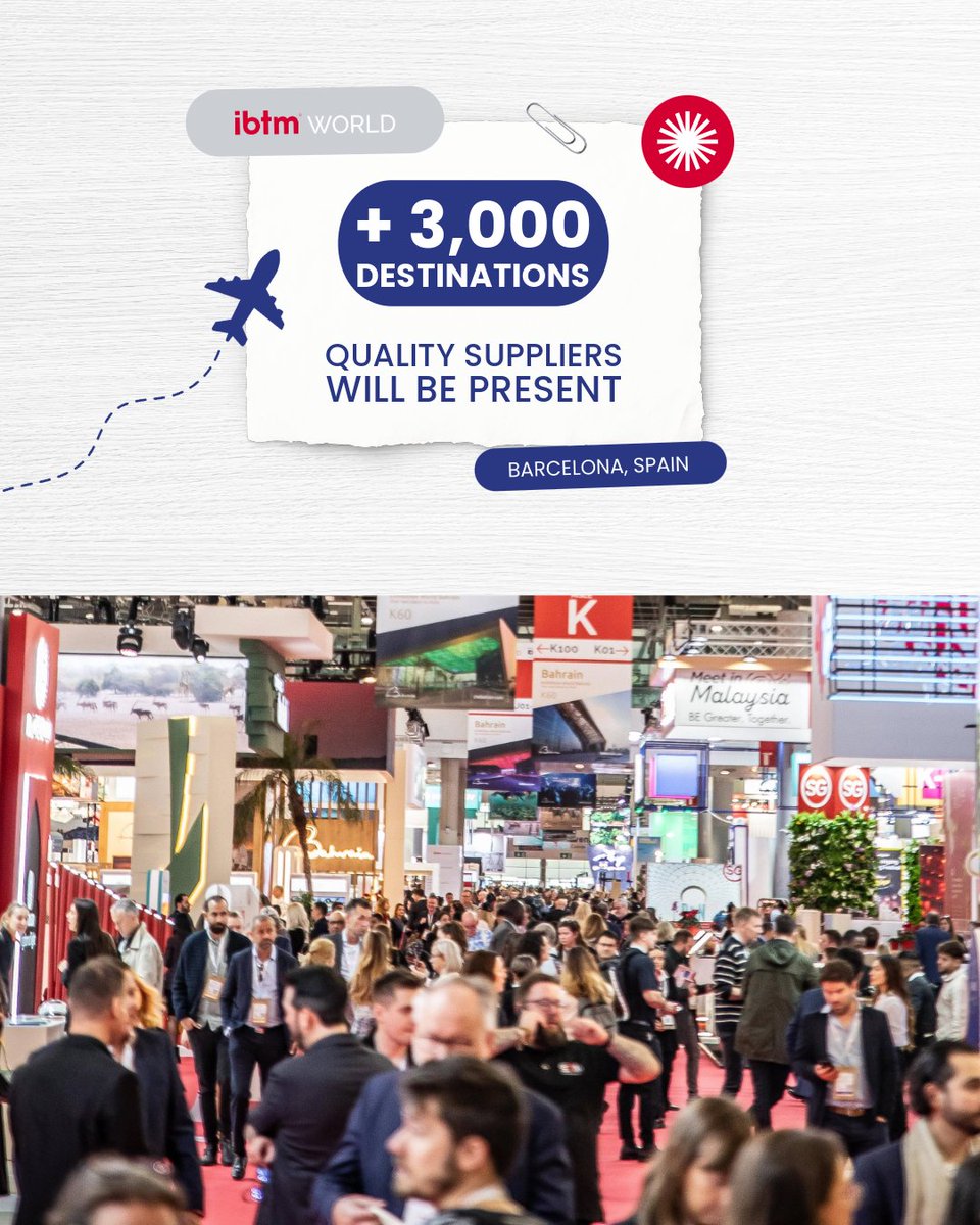 evintraofficial's tweet photo. #Evintra | @ibtmevents IBTM World 2024 is designed to inspire and transform the events industry! Meet industry leaders, network, and create unique business opportunities from 19-21 November 2024. 🌍

#IBTMWorld2024 #NetworkingOpportunities #Barcelona https://t.co/tT4FS1bvW7