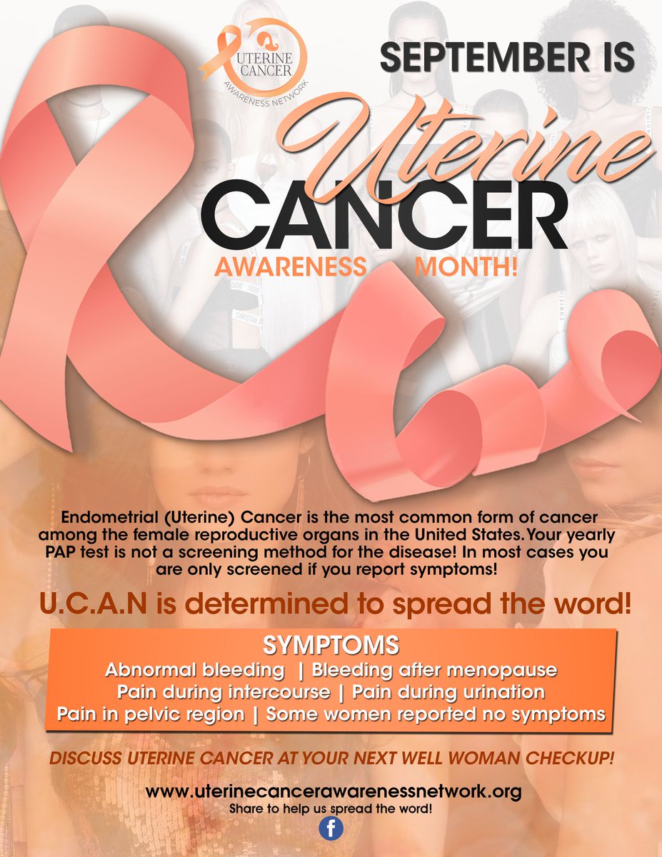 September is Gynecologic Cancer Awareness Month meaning uterine, ovarian, cervical, vulvar, and vaginal cancer! There is no cancer more important than the next! U.C.A.N raises awareness for uterine/endometrial cancer!