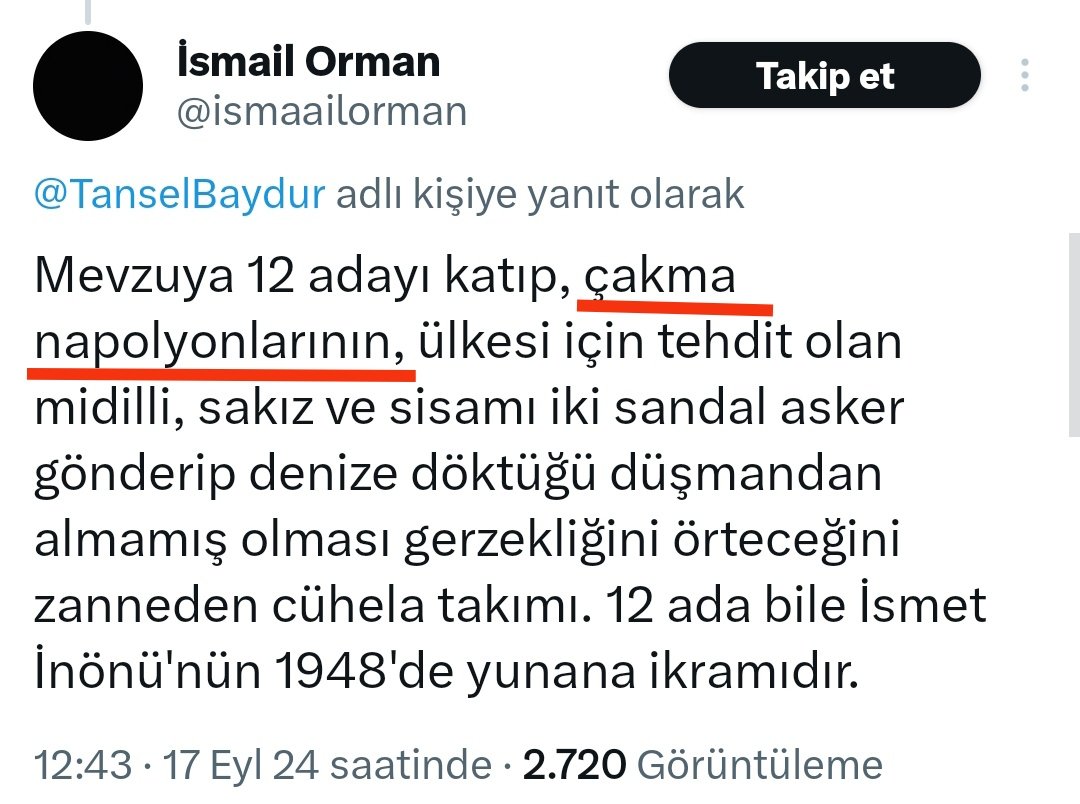 Millî Mücadele'nin Başkomutanı ve cumhuriyetimizin kurucusu Gazi Mustafa Kemal Atatürk'e "Çakma Napolyon" diyerek hakaret eden, 2 sandalla adaları kurtaracağını zanneden ve cehaleti paçalarından akan bu herifin Genelkurmay Başkanlığı'nda ne işi vardı? 
Bu cahil herif böyle önemli