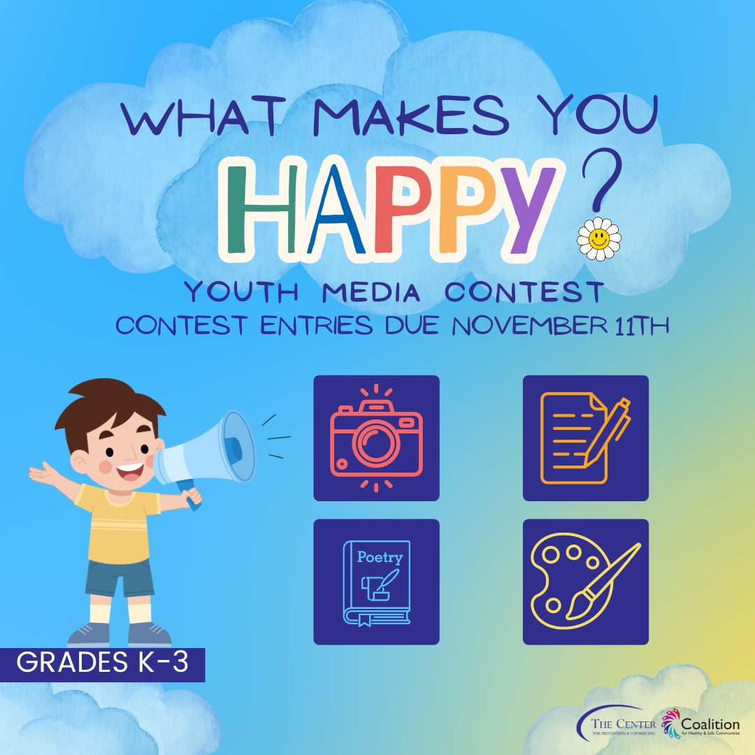 Calling all Sussex County, NJ students and teachers! Our 24th Annual "What's Your Anti-Drug" and "What Makes You Happy" Youth Media Contests are live! Winners will be printed in the NJ Herald! Find out how to enterhttps://centerforprevention.org/whats-your-anti-drug-contest/c