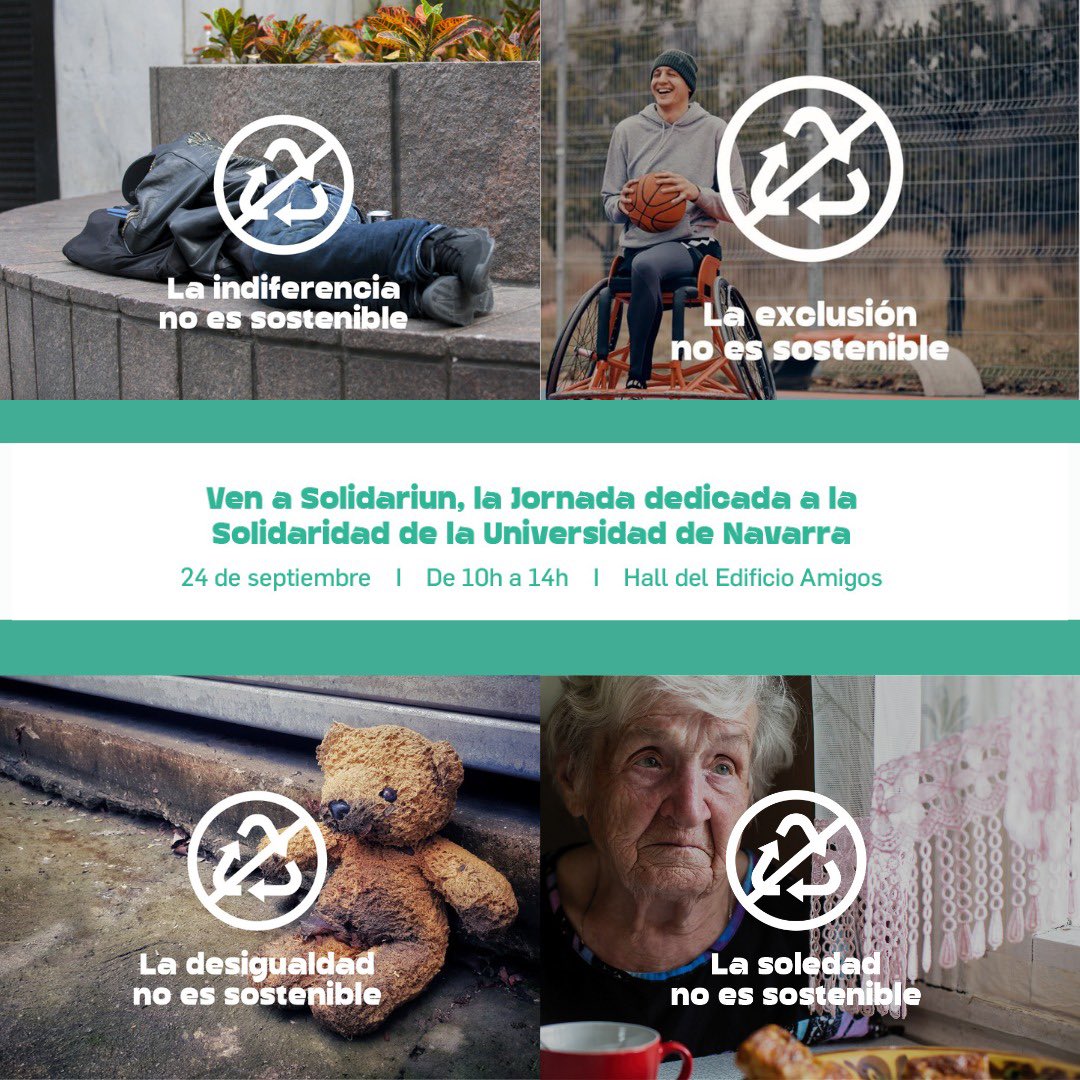 tantakaunav's tweet photo. Este martes 24 de septiembre es Solidariun en el edificio Amigos, de 10:00 a 14:00.
Habrá stands y 4 ponencias cortas: 🕒 10:15 - Desigualdad 🕒 11:00 - Soledad 🕒 11:45 - Exclusión 🕒 12:30 - Indiferencia
¡Te esperamos! #Solidariun https://t.co/ntfSBoV7Ya