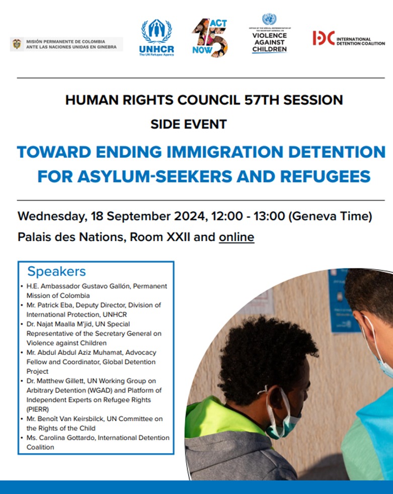 Colombia en Ginebra 🇨🇴🇨🇭🇺🇳 (@misioncolunog) on Twitter photo El 18 de septiembre el Embajador Gustavo Gallón 🇨🇴 estará participando en el evento paralelo "Towards Ending Immigration Detention for Asylum-seekers and Refugees"
¡Únete a nosotros! <a href="/Refugees/">UNHCR, the UN Refugee Agency</a> <a href="/UN_EndViolence/">United Nations SRSG on Violence against Children</a> @idcmonitor
Enlace: ungeneva-vc.webex.com/ungeneva-vc/j.…
#HRC57 El 18 de septiembre el Embajador Gustavo Gallón 🇨🇴 estará participando en el evento paralelo "Towards Ending Immigration Detention for Asylum-seekers and Refugees"
¡Únete a nosotros! <a href="/Refugees/">UNHCR, the UN Refugee Agency</a> <a href="/UN_EndViolence/">United Nations SRSG on Violence against Children</a> @idcmonitor
Enlace: ungeneva-vc.webex.com/ungeneva-vc/j.…
#HRC57