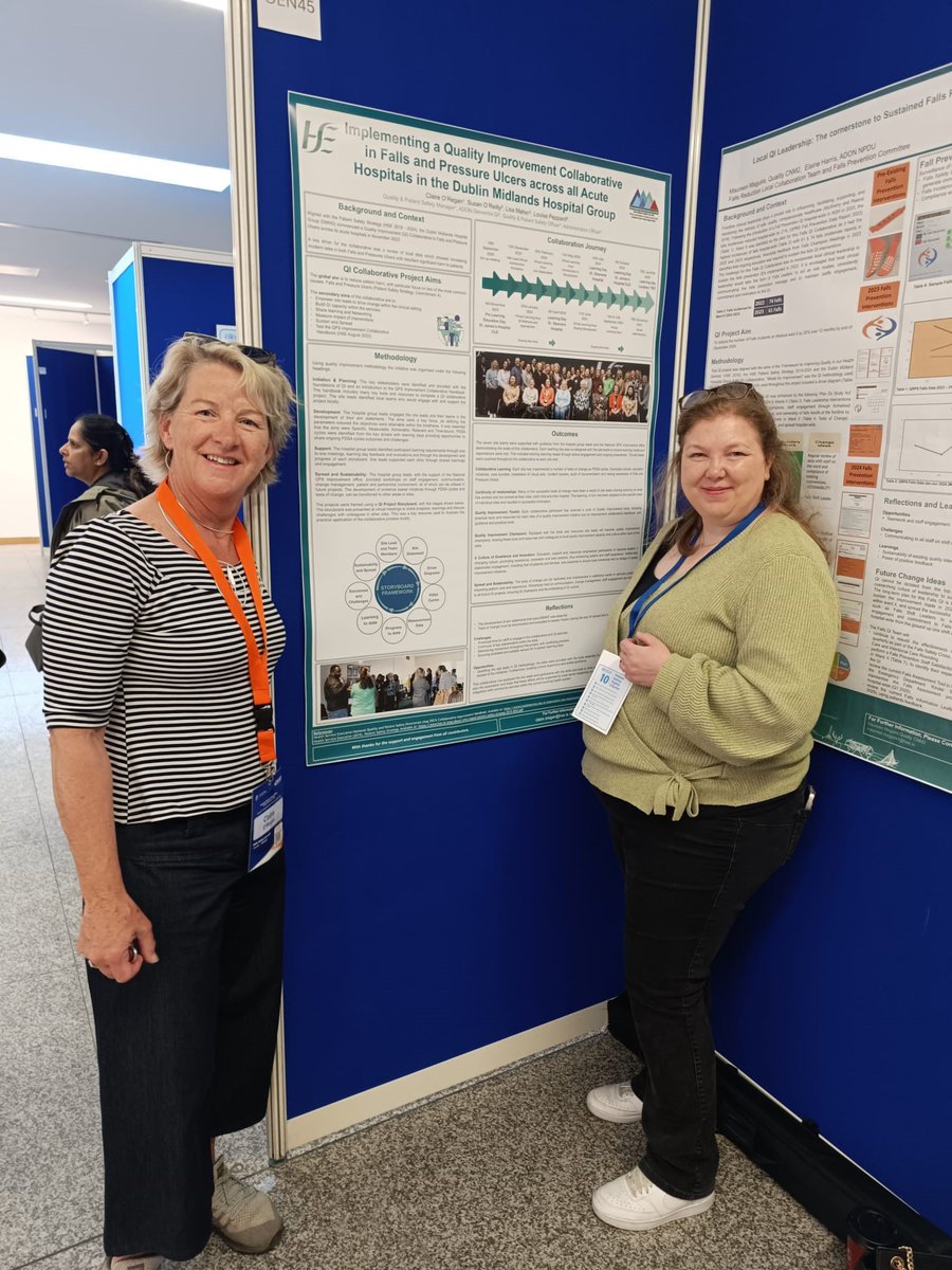 HSEDubMidlands's tweet photo. 1/3 Great #HSEDubMidlands representation today at the NPSO Conference.
📸Susan O'Reilly and Claire O'Regan presented a poster on implementing a quality improvement collaborative in falls and pressure ulcers in all acute hospitals in the Dublin Midlands Hospital Group
#NPSO2024 https://t.co/Ac2iD7kcyZ