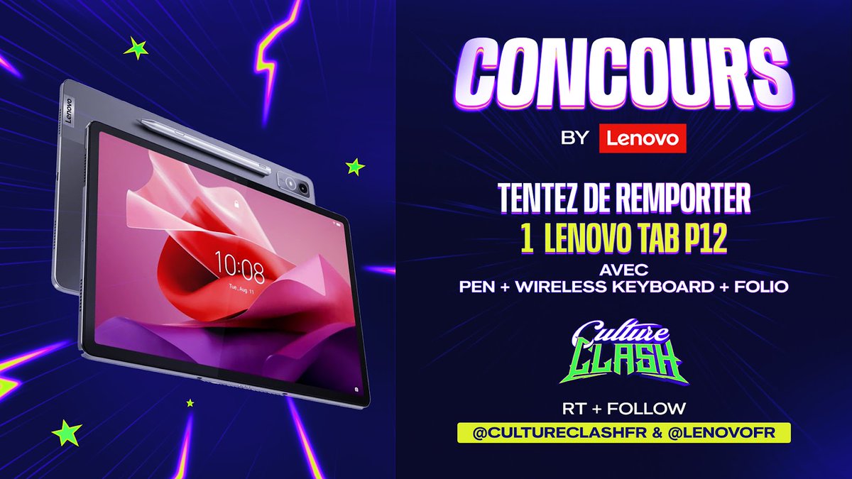Culture Clash (@cultureclashfr) on Twitter photo Travailler, jouer ou regarder Etoiles en stream !
Notre partenaire Lenovo vous fait gagner une Lenovo Tab P12 avec tout le nécessaire pour l'utiliser au maximum de ses capacités 🔥
Follow <a href="/lenovofr/">Lenovo France</a> & <a href="/cultureclashFR/">Culture Clash</a>
RT
TAS le 24/09/2024 à 12h Travailler, jouer ou regarder Etoiles en stream !
Notre partenaire Lenovo vous fait gagner une Lenovo Tab P12 avec tout le nécessaire pour l'utiliser au maximum de ses capacités 🔥
Follow <a href="/lenovofr/">Lenovo France</a> & <a href="/cultureclashFR/">Culture Clash</a>
RT
TAS le 24/09/2024 à 12h