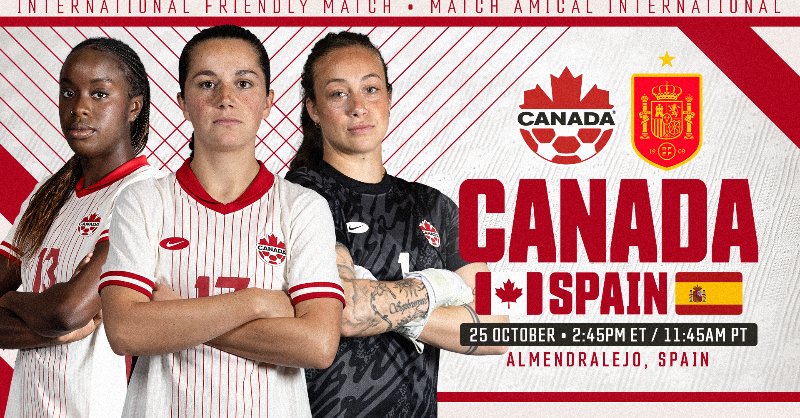 CANWNT's tweet photo. Next up: a test against the defending World Cup Champs!

🇨🇦🆚🇪🇸

#CANWNT