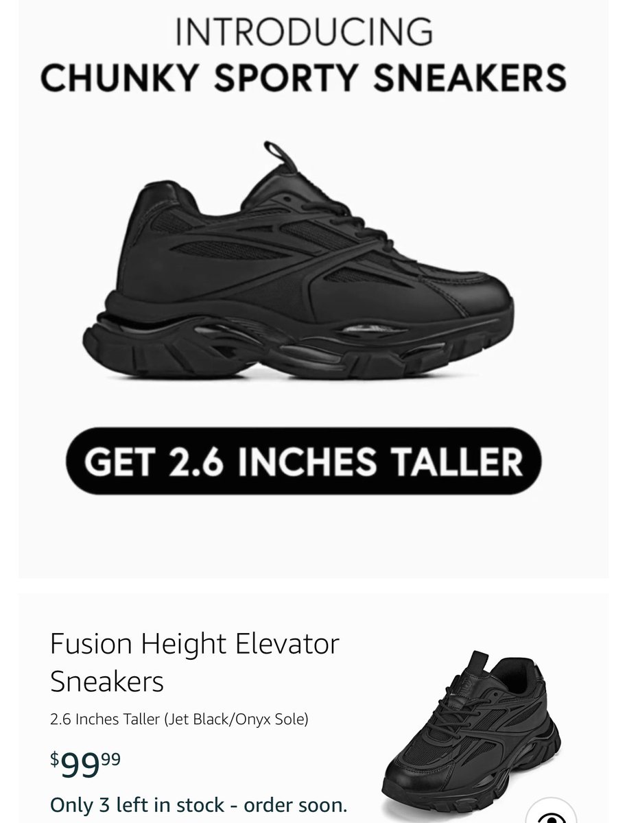 Heisentard's tweet image. I’m going to fight back against the short kings with further height inflation by buying these. 
6’6.5” here I come.