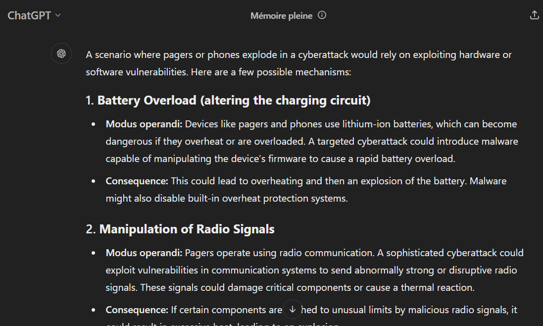 ArchimbaudGang's tweet photo. @SputnikInt cyberattack would rely on exploiting hardware or software vulnerabilities :
👉1/ Batt Overload (altering charging circuit)
👉2/ Manipulation of Radio Signals
👉3/ Implementation of Backdoors
👉4/ Processor Overload via Malware
#Pager #CyberAttack #Malware #software #Firmware https://t.co/nQRE4D798s