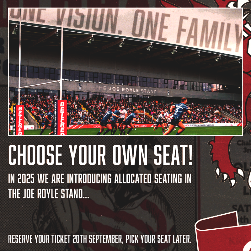 New for 2025!

Become a regular part of our matchday squad in the Championship by selecting your own seat in the Joe Royle Stand. 

2025 Season Tickets go on sale on Friday - you'll be able to reserve your ticket now and pick your seat later!

One Vision. One Family.