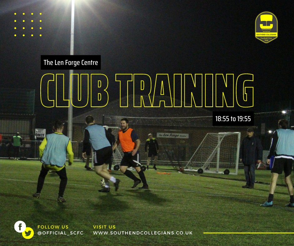 Club training tonight at The Len Forge Centre from 18:55 to 19:55!