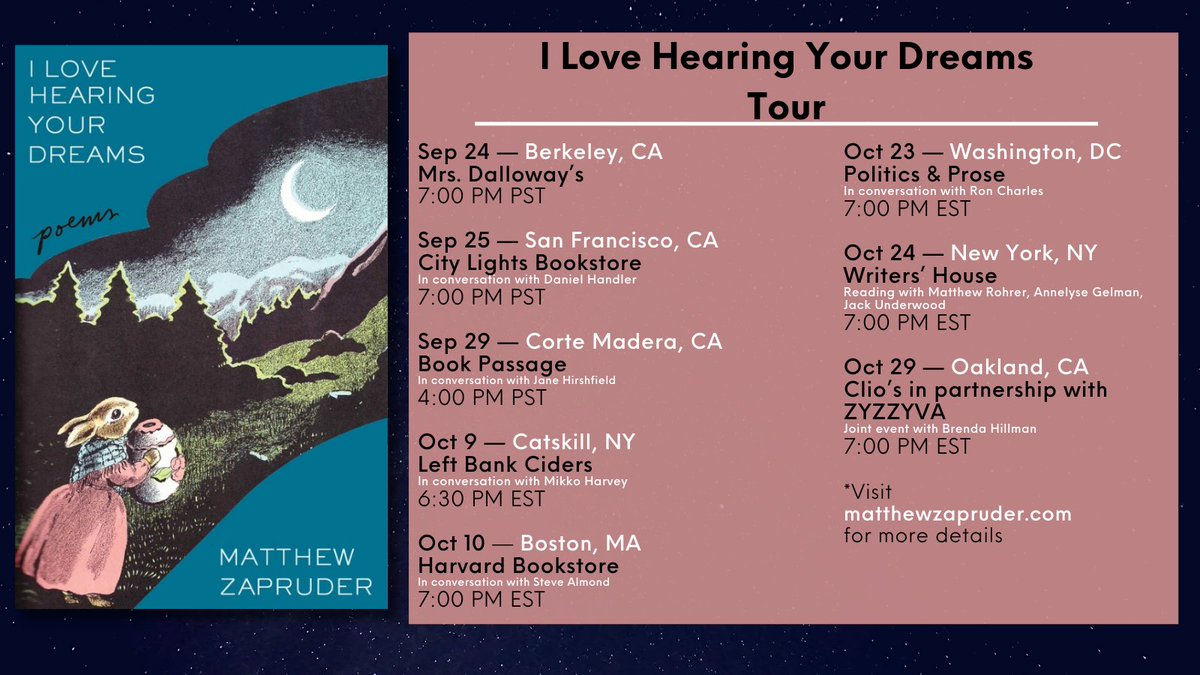 I Love Hearing Your Dreams is out in a week, would love to see you all! <a href="/ScribnerBooks/">Scribner</a>   matthewzapruder.substack.com/p/i-love-heari…