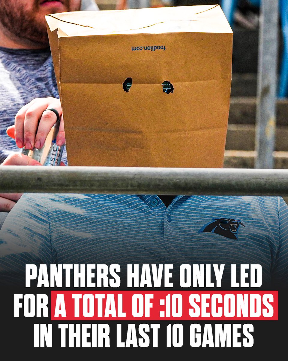 ESPNBET's tweet photo. Dating back to Week 11 of 2023, the Panthers have only led for 10 seconds 😬 https://t.co/0EZzmcNtbn