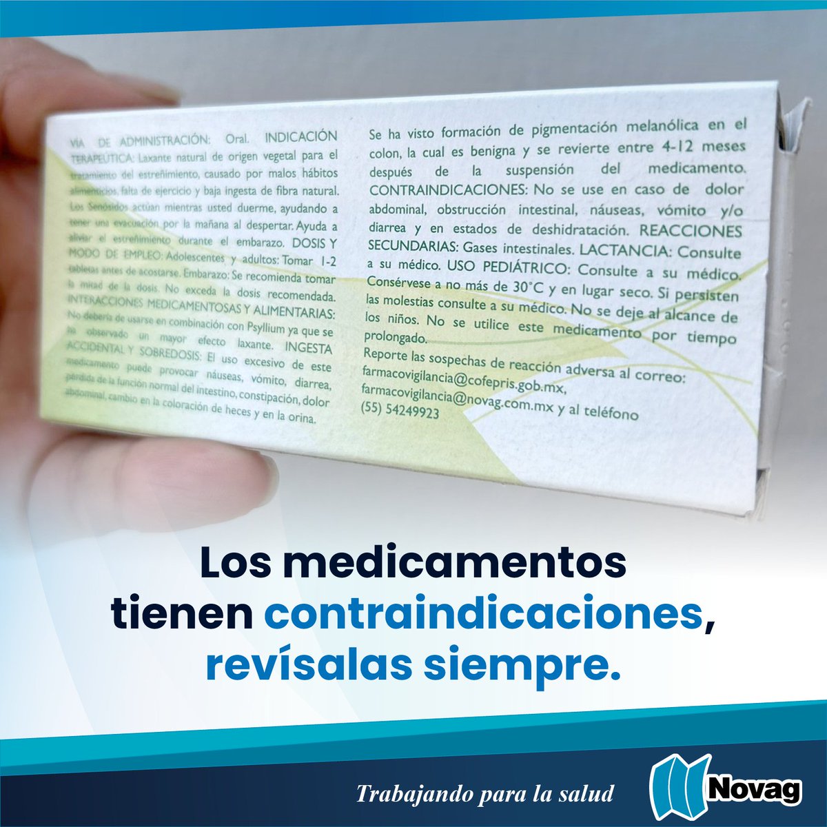 ¿SabíasQue… las advertencias que se colocan en los medicamentos alertan sobre qué cuidados se deben tener antes y durante el uso del fármaco? Son avisos respecto a reacciones adversas serias y potencialmente peligrosos para la salud. #EnNovagCuidamosTuSalud