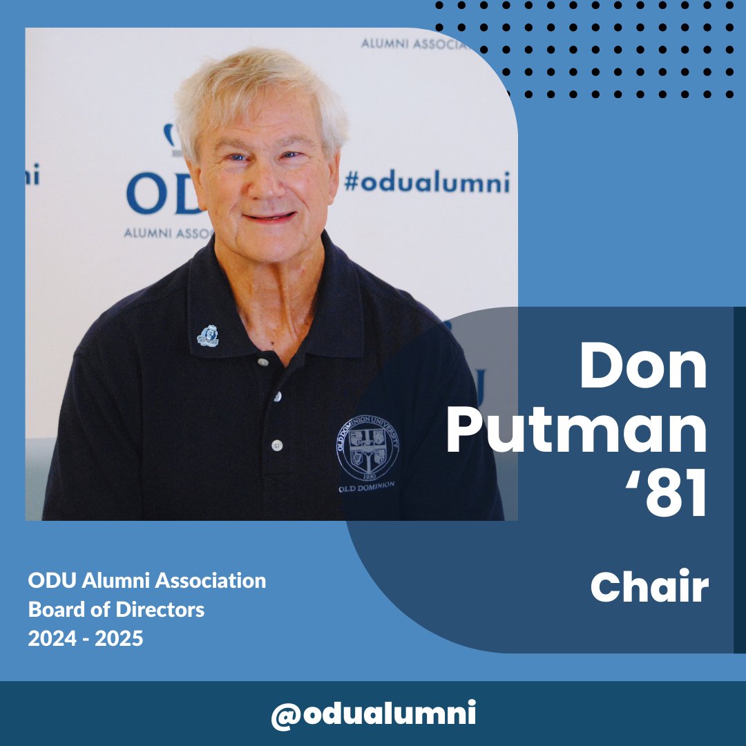 ODUAlumni's tweet photo. Meet Don Putman, Board Development Chair of the ODUAA Board of Directors!
ODU alum and retired President of Capital First Financial Corp, Don brings extensive business expertise to the board.
#ODUAlumni #MonarchForLife https://t.co/Vo7sAvN7B0