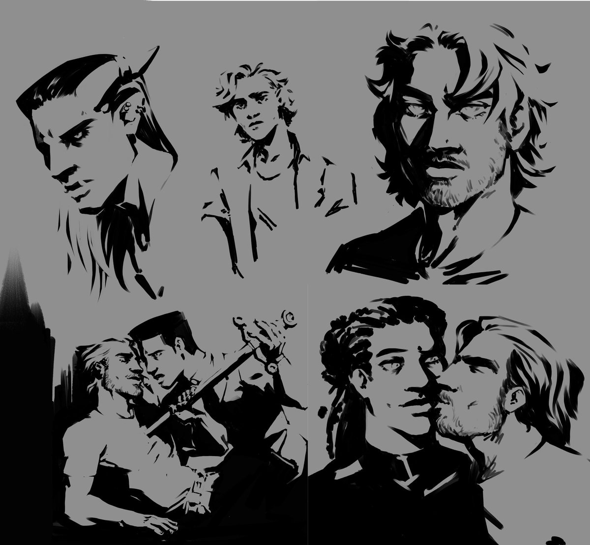 Sketching my guys 3/4 facing left. For my health