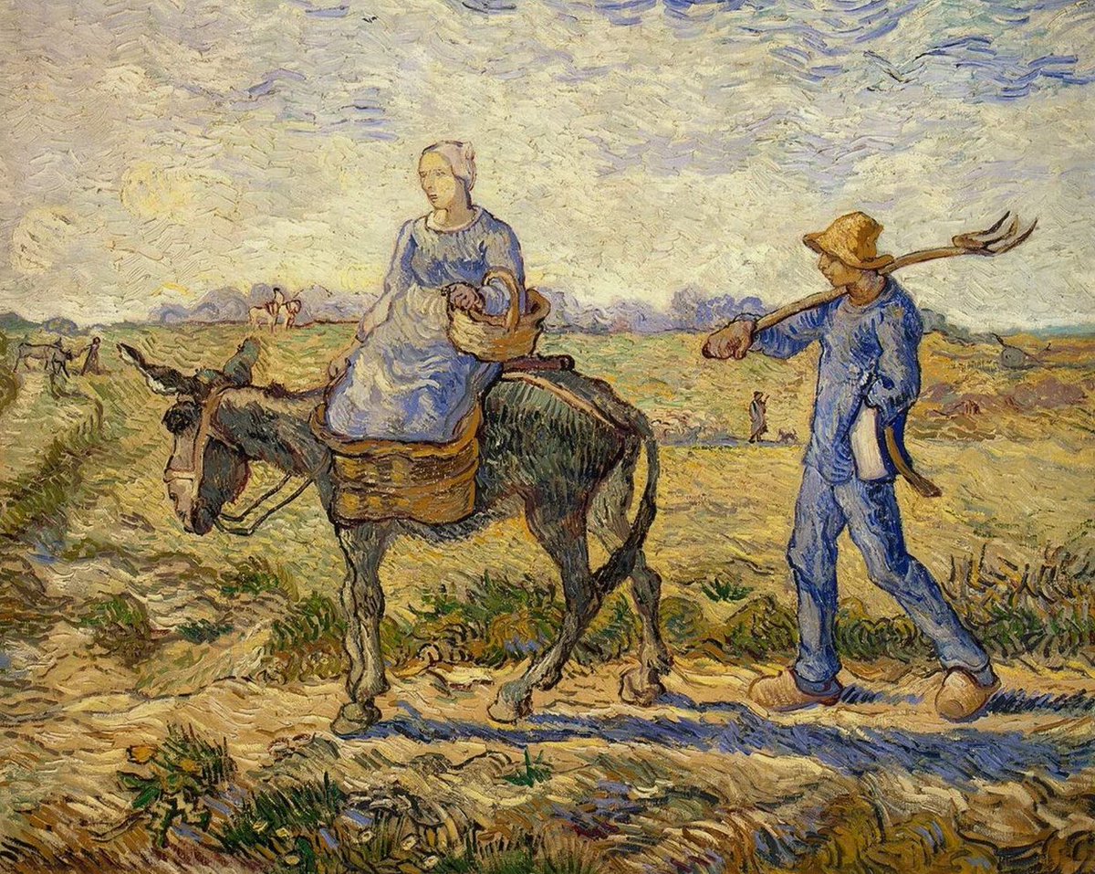 Van Gogh - Morning - Farmers Going to Work
Morning: Going to Work is an oil painting created by Van Gogh in 1889. This work depicts a group of farmers going to work in the early morning