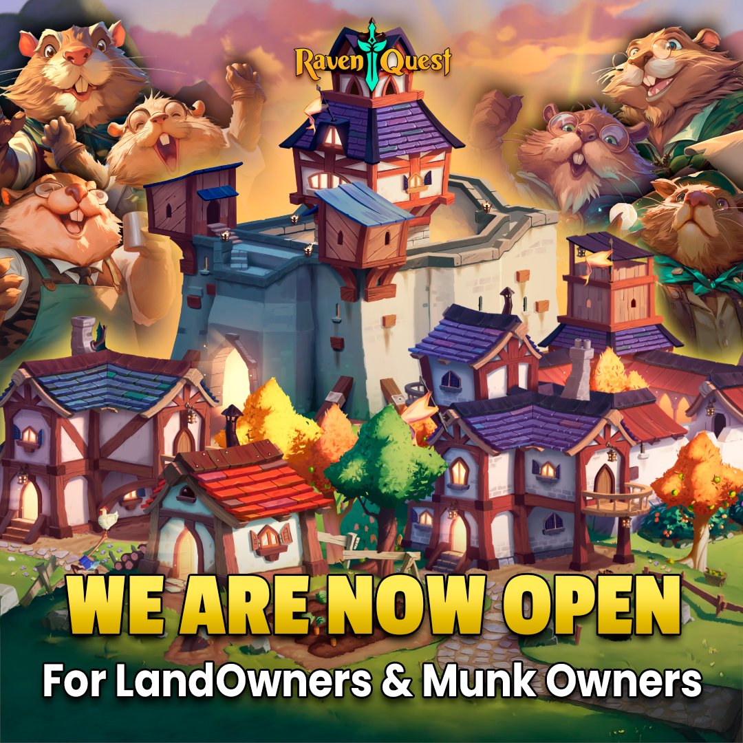 Land &amp; Munk Owners of RavenQuest - Continue your Adventure now!

Phase 2 of our Early Access P2A is live for all Land and Munk Owners.

On September 20th RavenQuest will be Free to Play and Earn for all gamers!

We’ve made several updates waiting for you to explore! Learn more