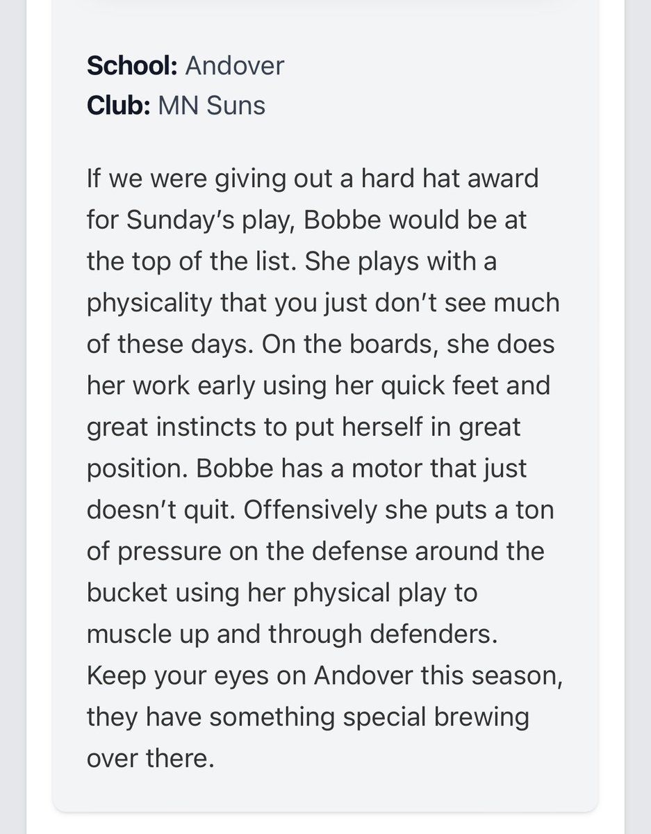 Miera Bobbe (@mierabobbe) on Twitter photo Thank you <a href="/tonyragtime76/">Tony Ragulen</a> and <a href="/PGHMinnesota/">Prep Girls Hoops Minnesota</a> for the write up! Excited to improve in the upcoming season!
<a href="/MNSunsbball/">MNSuns</a> Thank you <a href="/tonyragtime76/">Tony Ragulen</a> and <a href="/PGHMinnesota/">Prep Girls Hoops Minnesota</a> for the write up! Excited to improve in the upcoming season!
<a href="/MNSunsbball/">MNSuns</a>