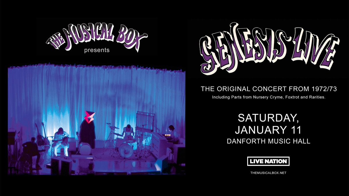 TheDanforthMH's tweet image. JUST ANNOUNCED: Calling all Genesis fans! #THEMUSICALBOX are taking the audience on a journey back to 1973 to perform the renowned live album: GENESIS LIVE. Come to The Danforth Music Hall on Jan 11 for an unforgettable night.
On sale: Fri Sept 20
RSVP: tinyurl.com/4re9pfew