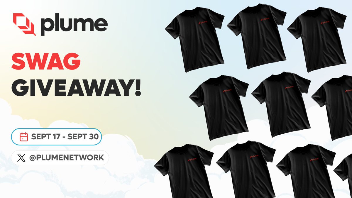 SWAG GIVEAWAY ALERT! 👕✈️

Snag your exclusive Plume t-shirt—limited edition, just for the lucky few.

🪶 Like and repost
🪶 Tell us where you're from and the perfect occasion to rock your Plume tee (e.g., "I'm from Singapore, and I'll wear mine at a crypto conference!")
🪶