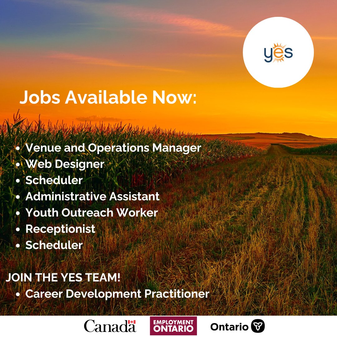Here are this week's featured jobs.  To view all job postings visit our website: yesjobsnow.com/job-bank/.   If you want to join the YES team, we have an opportunity posted for a Career Development Practitioner.  Check it out!  For personal assistance just call or visit YES.