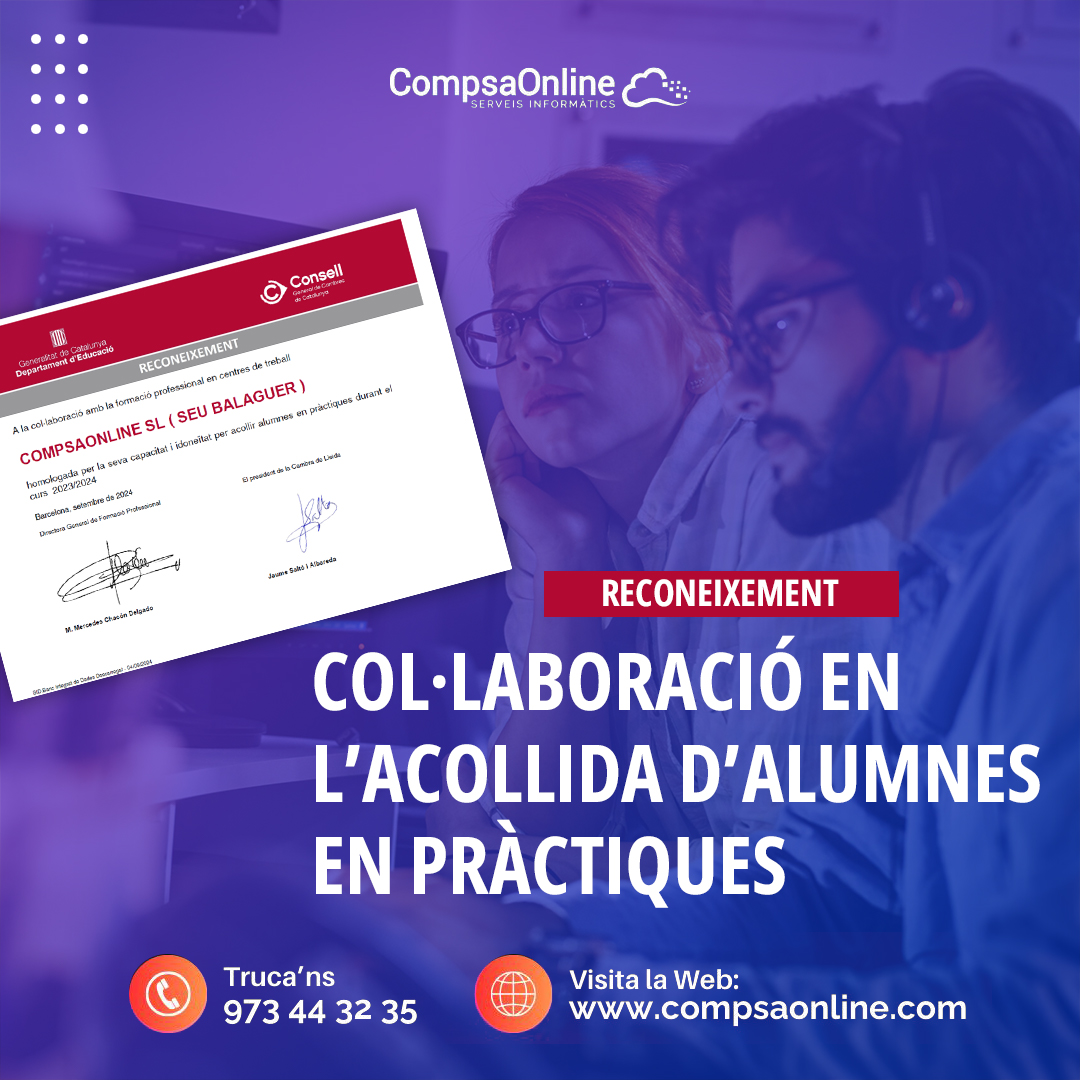 Un any més, CompsaOnline és reconeguda per la Generalitat com a centre formador de nous professionals de la informàtica. 🎓

👉 compsaonline.com/un-any-mes-com… 👈

#FormacioProfessional #Educacio #InnovacioTecnologica #FuturLaboral #CompsaOnline #Informatica #Balaguer #Lleida