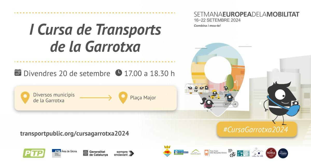 El proper dia 20 de setembre a partir de les 17.00 participarem a la I Cursa dels transports de la Garrotxa, en el marc de la Setmana Europea de la Mobilitat. 

Us hi apunteu? 🏃🏼‍♀️🚲🛴
Més informació a transportpublic.org/cursagarrotxa24.