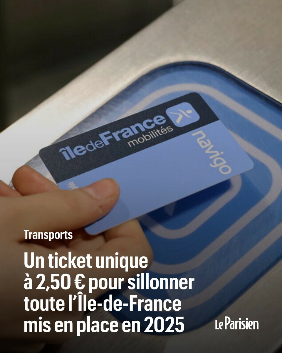 🔵 EXCLUSIF | À partir de janvier 2025, les tickets de RER, métro et train seront au tarif unitaire de 2,50 euros, quelles que soient la destination et la distance parcourue

La formule du Liberté + sera, elle, encore plus avantageuse

Tous les détails ➡️ l.leparisien.fr/nOKm