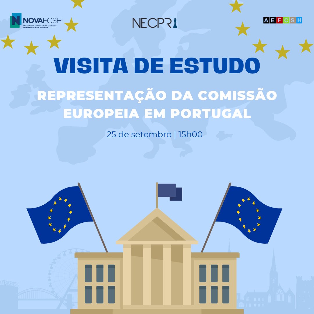 O NECPRI vai organizar no dia 25 de setembro às 15h00 uma visita de estudo  à Representação da Comissão Europeia em Portugal! 
O ponto de encontro será em frente ao Hotel Tivoli, na Avenida da Liberdade pelas 14h40. 
Garante a tua vaga no link da nossa bio do instagram! 🙌🏼