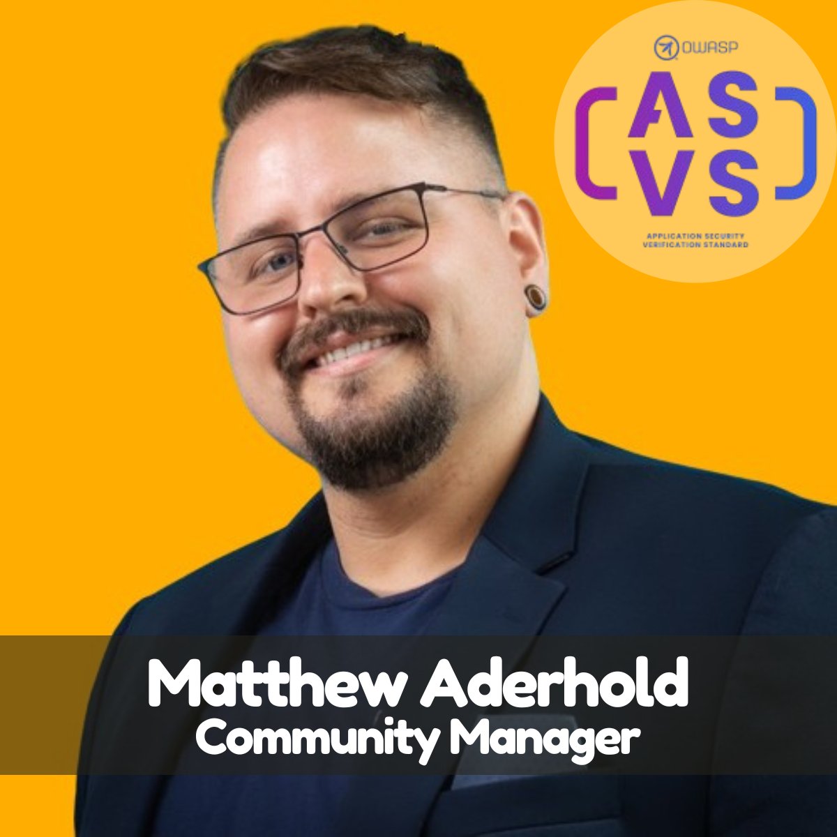 Welcome <a href="/MatthewAderhold/">Matthew Aderhold</a>, our new OWASP ASVS Community Manager!🎉 
 
Matthew's here to grow our community, answer questions, and boost contributions. Catch him at AppSec SF for stickers and chats on using #ASVS.

Join us in strengthening app security standards!
 
 #OWASP #AppSec