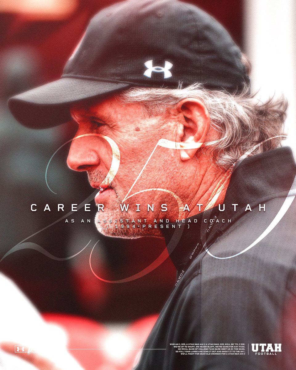 Utah_Football's tweet photo. 2️⃣5️⃣0️⃣ 𝐂𝐀𝐑𝐄𝐄𝐑 𝐖𝐈𝐍𝐒, with more to come📈

Congrats to @UtahCoachWhitt for reaching this milestone in his career! 

#GoUtes https://t.co/55T8W38Ut3