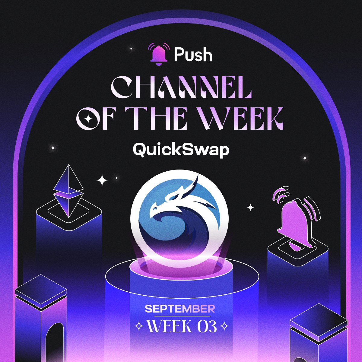 PushChain's tweet photo. Attention @0xPolygon DeFi movers!
🏆Announcing @QuickswapDEX as our next #PushChannelOfTheWeek
🔔Get instant LP health alerts and more, straight into your wallet 👇 https://t.co/HQSMlRMDnF https://t.co/OaGLoBxjTC