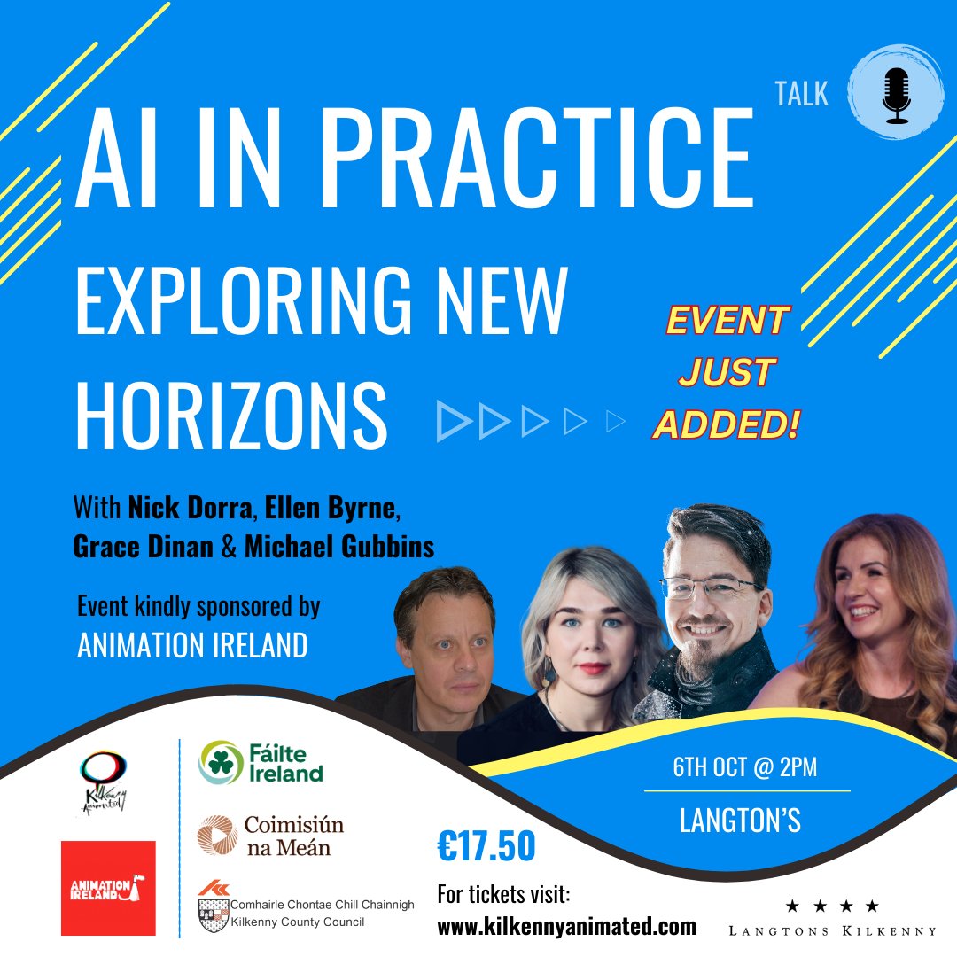 New Sunday event just added!

Don’t miss this opportunity to engage with industry experts and explore the future of animation in the AI era. 

#AI #AIInAnimation #Technology #AnimationFestival #KilkennyAnimated