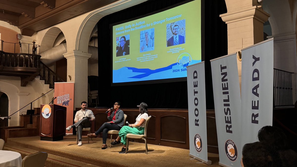 Listos California (@listosca) on Twitter photo Happening now: the “Unity in Action” panel featuring Liz Gallegos of <a href="/TODEC1/">TODEC Legal Center</a> and Nina Knierim of <a href="/COREresponse/">CORE - Community Organized Relief Effort</a>, moderated by Daniel Gulierrez of Listos California.
#RootedResilientReady Happening now: the “Unity in Action” panel featuring Liz Gallegos of <a href="/TODEC1/">TODEC Legal Center</a> and Nina Knierim of <a href="/COREresponse/">CORE - Community Organized Relief Effort</a>, moderated by Daniel Gulierrez of Listos California.
#RootedResilientReady