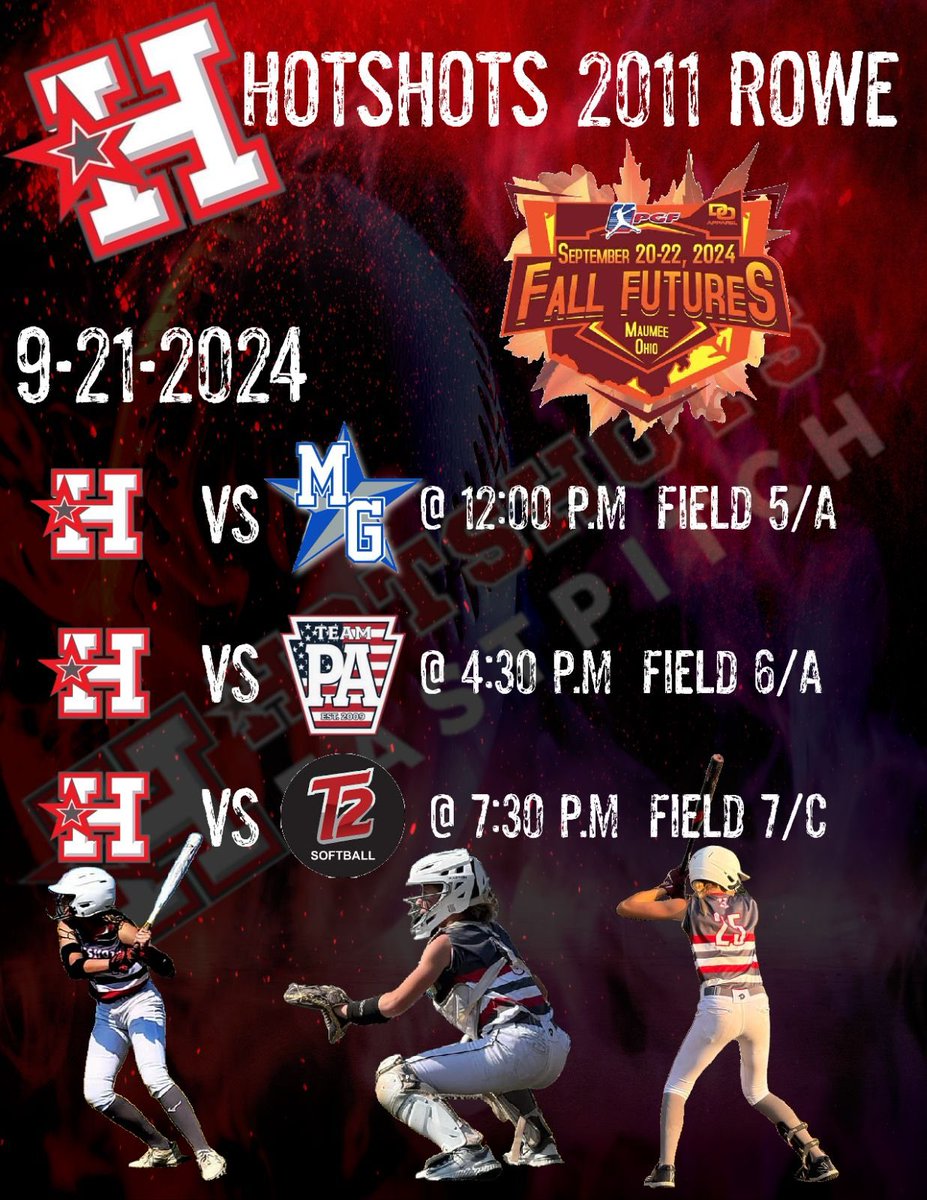 Saturday line up for our girls this weekend! 
#heatingup #hotshotsnation #BangBang