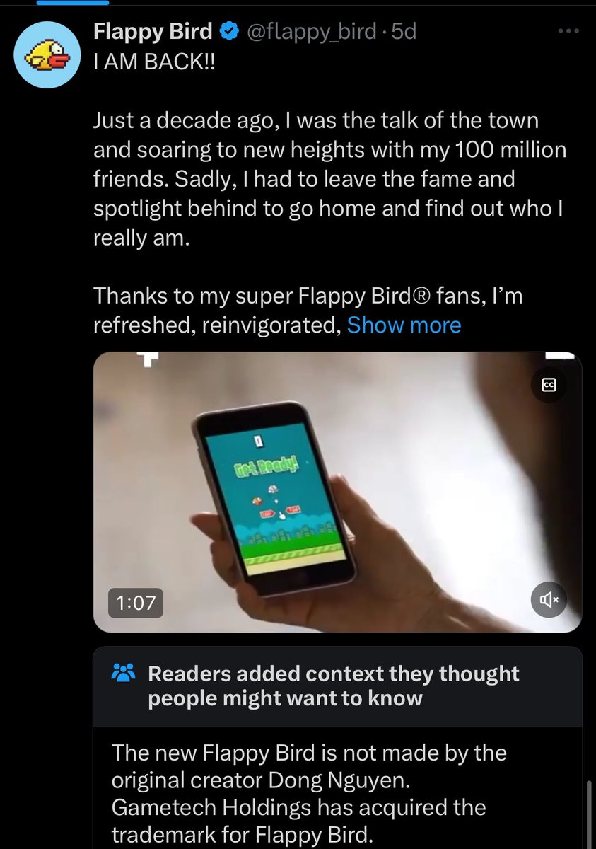 hardrockcode's tweet image. Glad to see community notes all over the new flappy bird calling them out