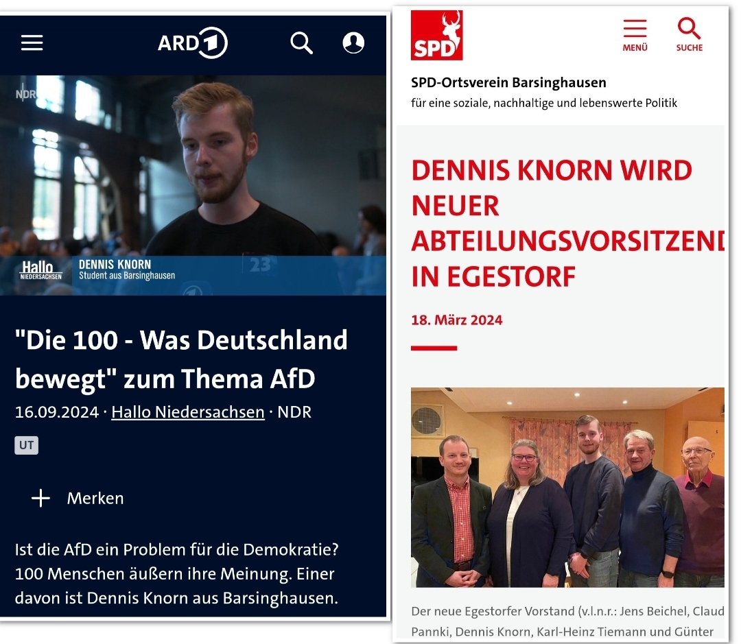 Der vom NDR zur Sendung "#Die100 - Was Deutschland bewegt zum Thema AfD" interviewte Student ist im Vorstand der SPD Barsinghausen. #ReformOerr #OerrBlog via <a href="/free__more/">freemore</a>