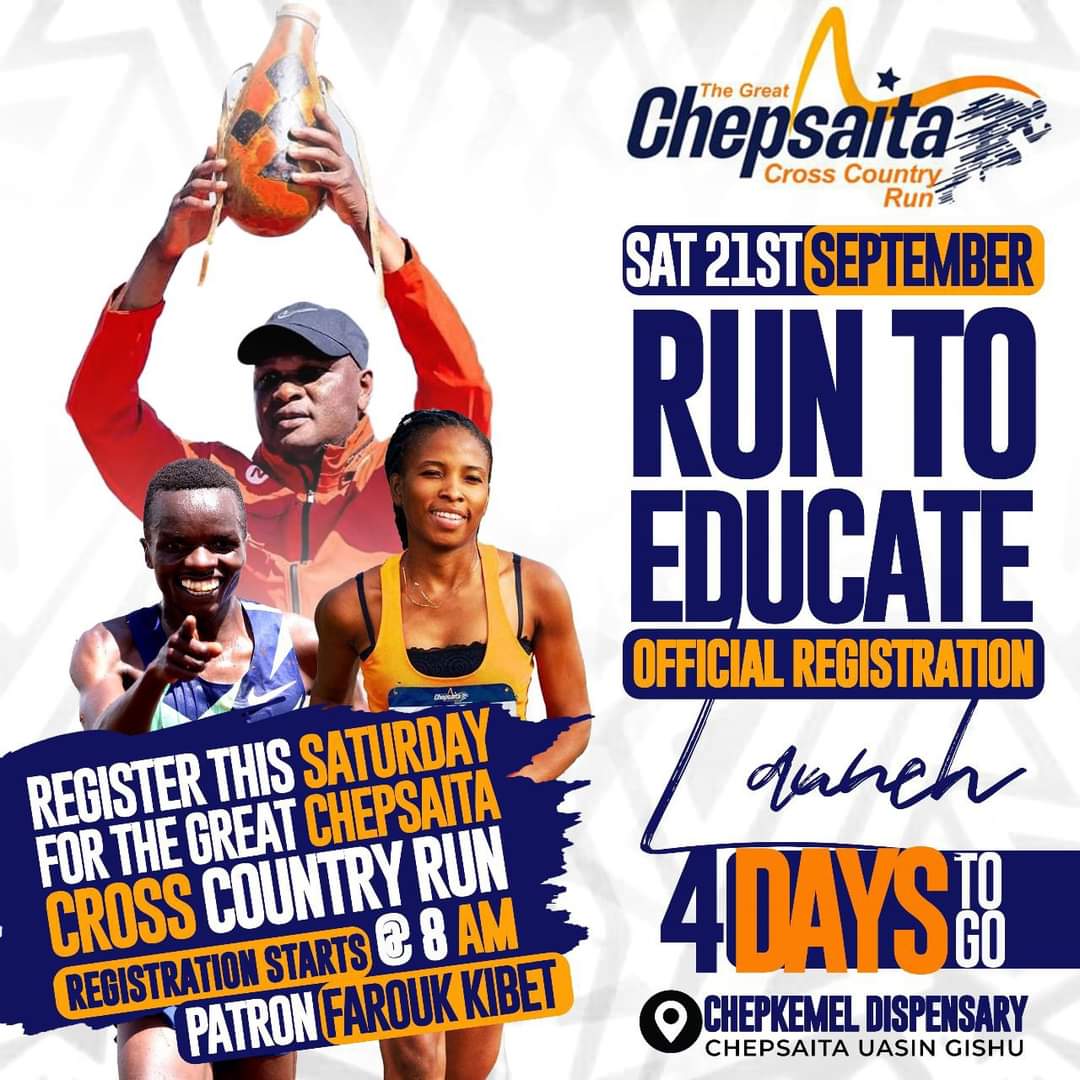 chepsaitaRunKE's tweet photo. Second edition of Chepsaita Cross Country Run is here! Registration kicks off on Saturday, 21st September 2024 at Chepkemel Dispensary and Chepsaita school grounds. 
Come one, come all?
@EliudKipchoge @TergatP @athletics_kenya @kipmurkomen @citizentvkenya https://t.co/fWQKTvWI9B