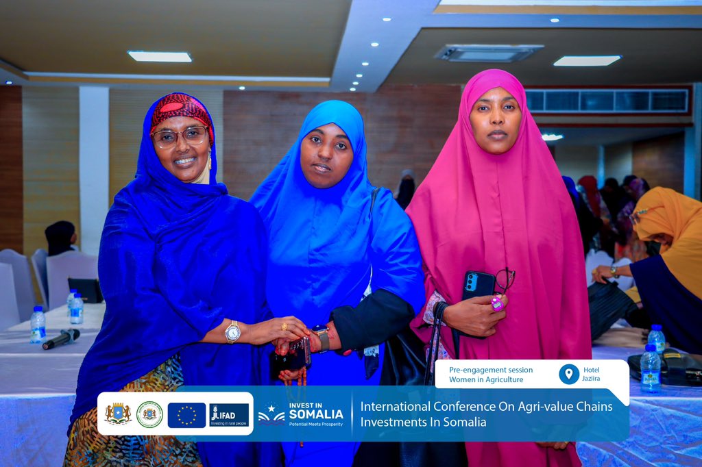 AbdirisakUrug's tweet photo. Empowering Somali women to take a leading role in #AgriValueChains is key to boosting agricultural productivity. Today’s meeting at Jazeera Hotel is all about enhancing their participation in the upcoming International Conference on Agri-Value Chains Investment. @MOASomalia #Somalia
