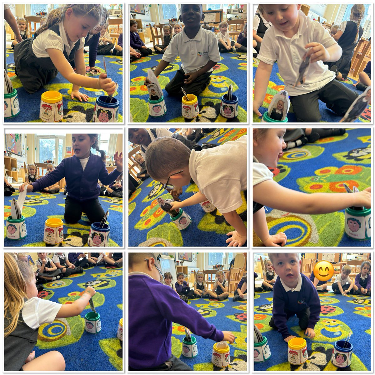 Today in PSHE we were introduced to the Zones of Regulation. We enjoyed discussing the feelings that we might have and understand that it’s okay for our feelings to change throughout the day. We practised putting our mini mes into the pot to represent our emotion <a href="/GarstonCE/">GarstonCE</a>