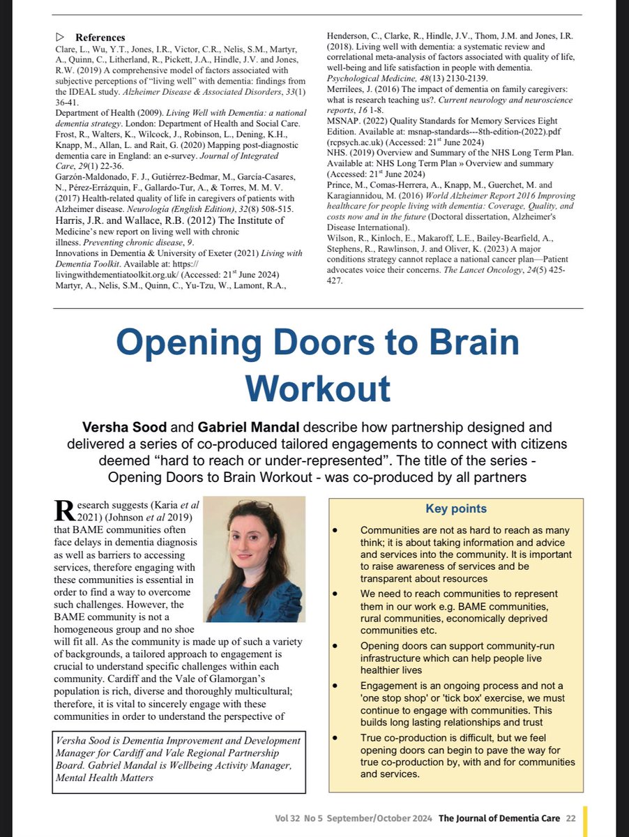 Gabriel Mandal - MHM Wales (@gabriel_mandal) on Twitter photo Honoured that an article I have co-written with <a href="/Versha_S_M/">☘️Versha S Mahindra BEM☘️</a> has been published in #JournalOfDementiaCare. If you are interested in how #OpeningDoorsToBrainWorkout is helping communities in Cardiff & Vale, feel free to read the article here: journalofdementiacare.co.uk/wp-content/upl… <a href="/MHMWales/">MHM Wales</a> Honoured that an article I have co-written with <a href="/Versha_S_M/">☘️Versha S Mahindra BEM☘️</a> has been published in #JournalOfDementiaCare. If you are interested in how #OpeningDoorsToBrainWorkout is helping communities in Cardiff & Vale, feel free to read the article here: journalofdementiacare.co.uk/wp-content/upl… <a href="/MHMWales/">MHM Wales</a>