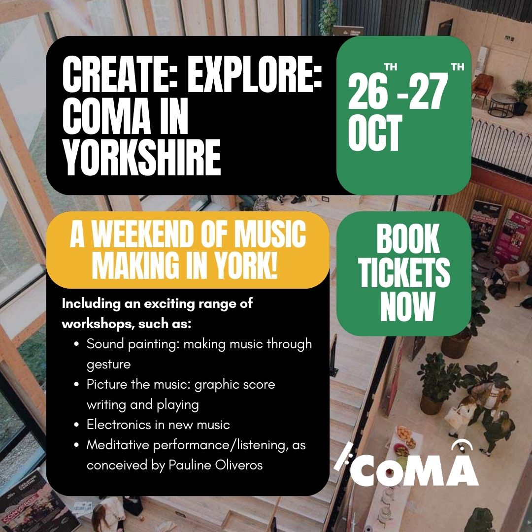 There's less than month till a workshop filled weekend of music making in Yorkshire. It's the perfect way to ease your way into autumn, gathering with fellow music enthusiasts for play, exploration &amp; learning in the leafy historic city of York. 

Tickets: linktr.ee/contemporarymu…