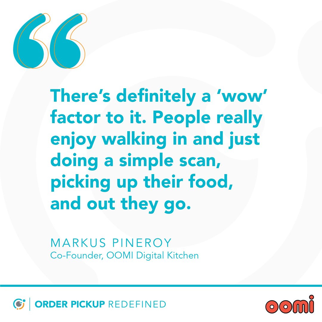ApexOrderPickup's tweet photo. "There's definitely a ‘wow’ factor to it. People really enjoy walking in and just doing a simple scan, picking up their food and out they go."

Markus Pineyro, Co-Founder, OOMI Digital Kitchen https://t.co/Rn6D8COFMQ