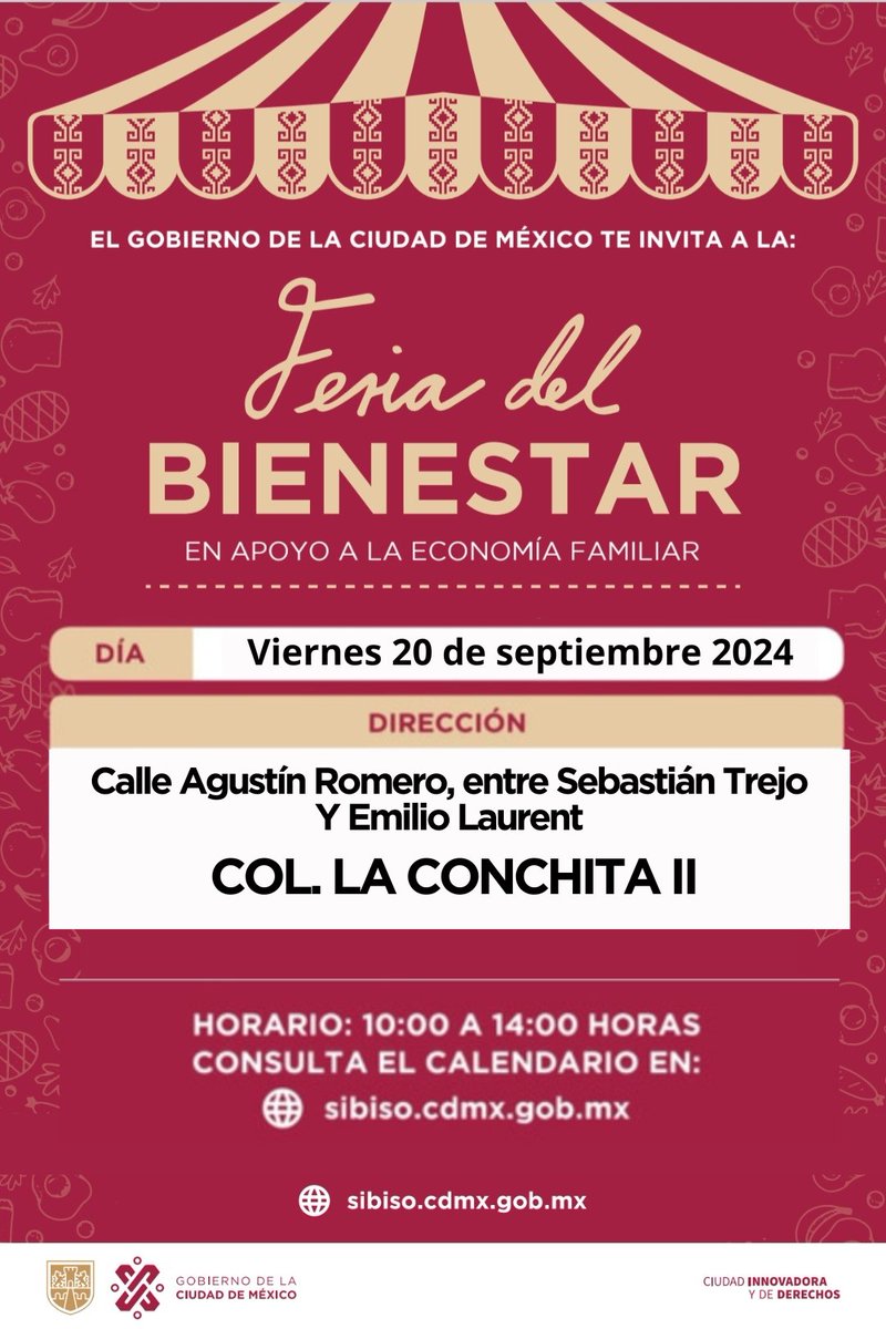 GobiernoTlahuac's tweet photo. Esta semana habrá una #FeriaDelBienestar, cerca de ti, a partir de mañana #18DeSep. en el pueblo Santa Catarina #Yecahuizotl; en la Col. San Miguel Zapotitla y La #Conchita II. El @GobCDMX te ofrecerá servicios y asesorías gratuitas, de 10 a 14 hrs. https://t.co/082FhGIy42