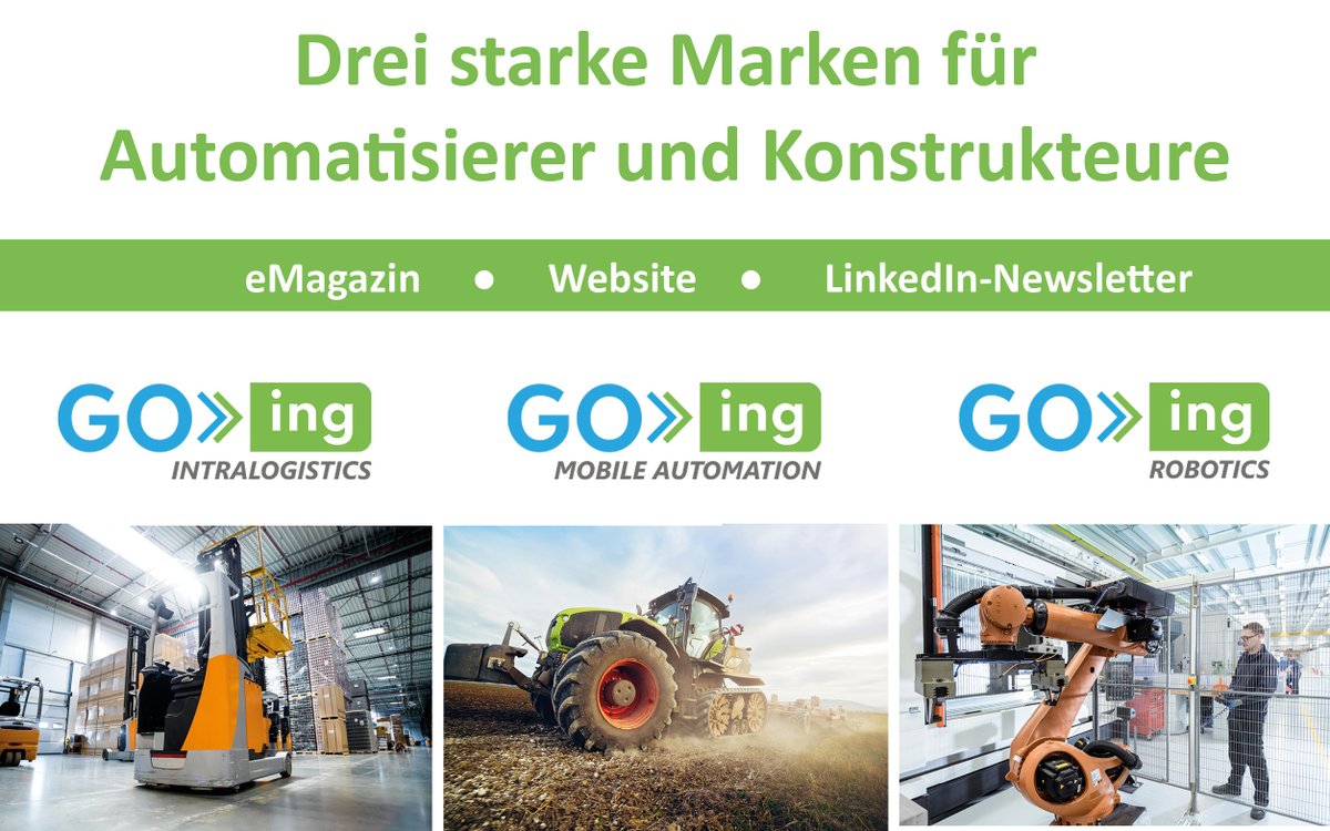 DirkSchaar's tweet image. Drei starke Marken für #Automatisierer und #Konstrukteure - ab Oktober gehen wir mit den neuen -@GOing_magazin Marken an den Start - auf der Website und über Social Media. Ab 2025 folgen digitale Ausgaben. Wir freuen uns #Intralogistik #Robotik #MobileAutomation